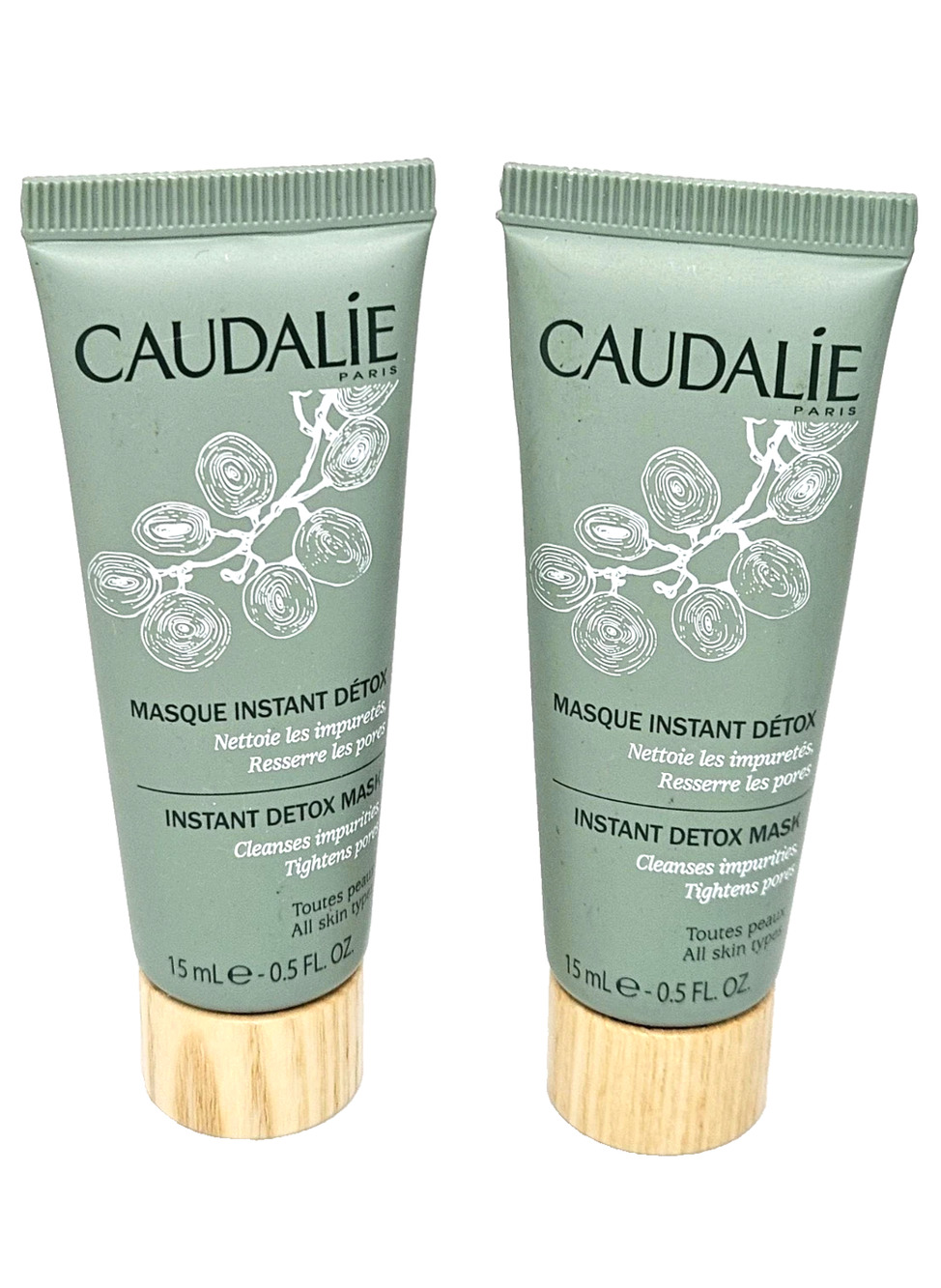 2x Caudalie Instant Detox Mask Travel Size 0.5floz Each SEALED, Tightens Pores